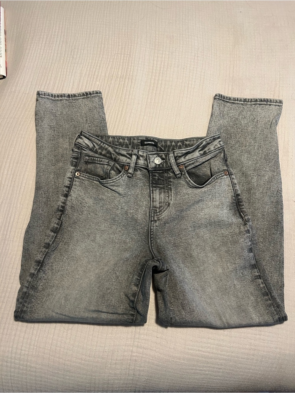 Express Boyfriend Mid-Rise Gray Jeans